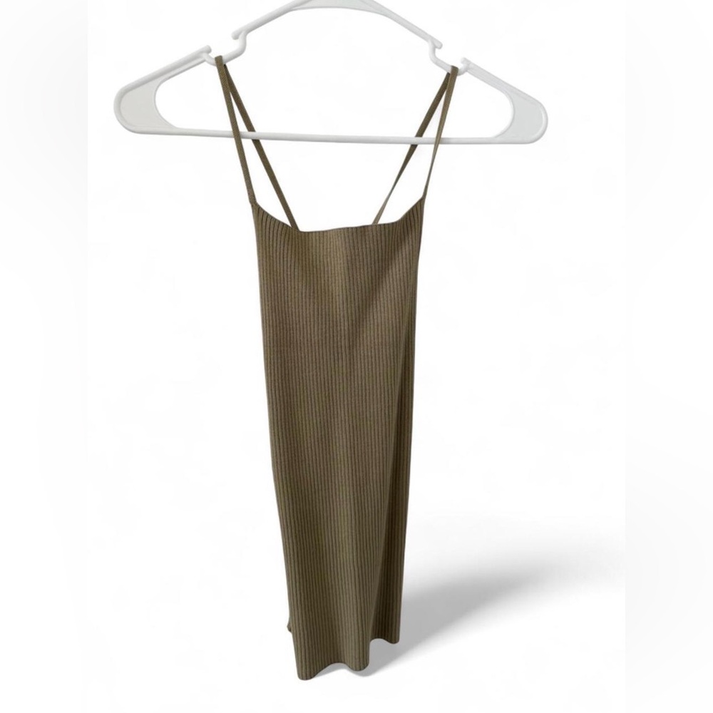 Zara Olive Ribbed Tank Top